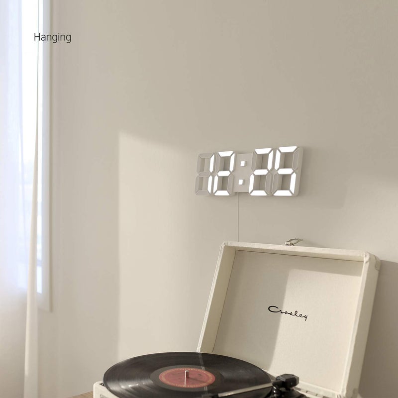 mooas 3D Pure Slim M LED Clock, Multi-Function LED Digital Clock (Calendar, Alarm, Temperature) (11.8" Slim M White Wall Clock with Remote Control) - Image 2